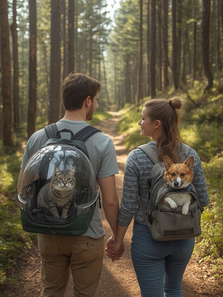 cat carrier inside Texsens pet backpack bubble carrier