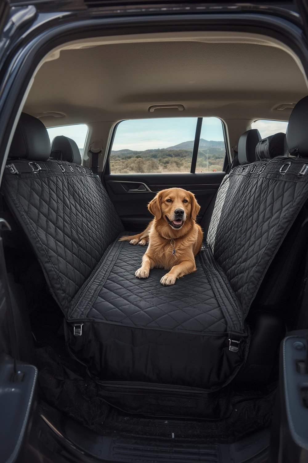 dog hammock for car with dog inside, backseat protection