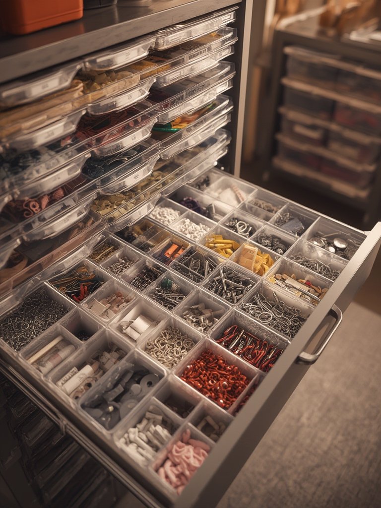 drawer organizer for garage and craft supplies