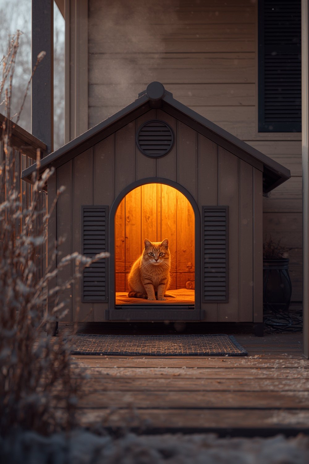 heated cat house for outside in winter use