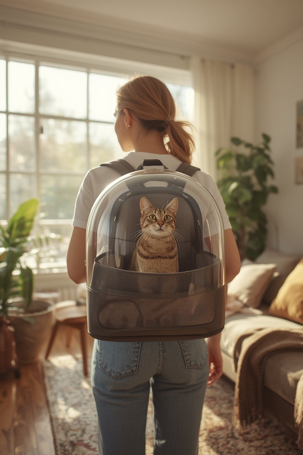 pet backpack in use - Texsens Innovative Traveler Bubble Backpack for pets