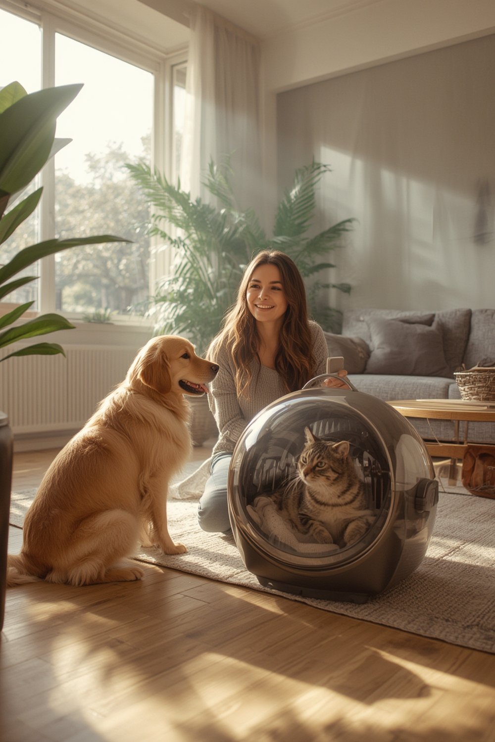 pet backpack Texsens in use on city street