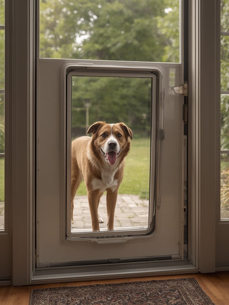 pet door flap in energy efficient frame