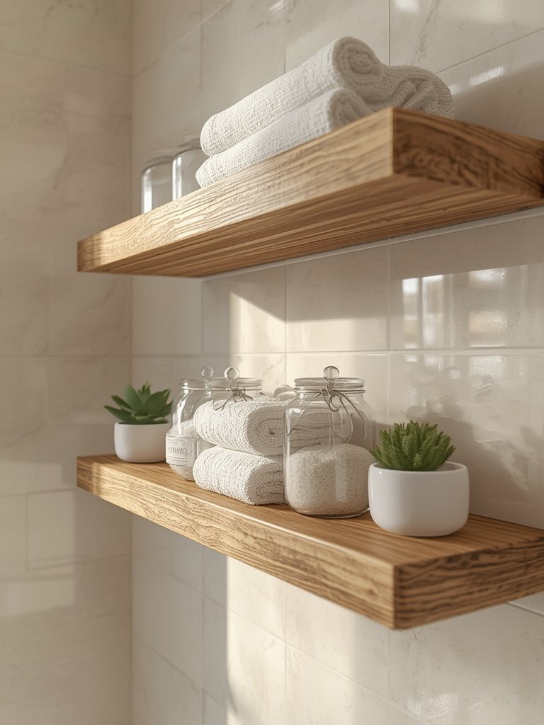 wall shelves used in kitchen for stylish organization and decor